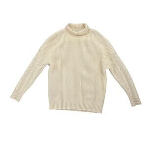 Gentle Herd Wool Cashmere Sweater Cream Turtleneck Medium